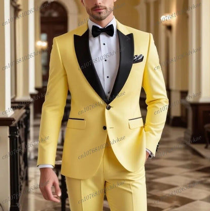 Novo Terno Masculino Branco e Preto para Casamento, Festa, Formatura, Noivo, Padrinho, Ocasiões Formais, Smoking Masculino, Conjunto de 2 Peças, Blazer e Calça