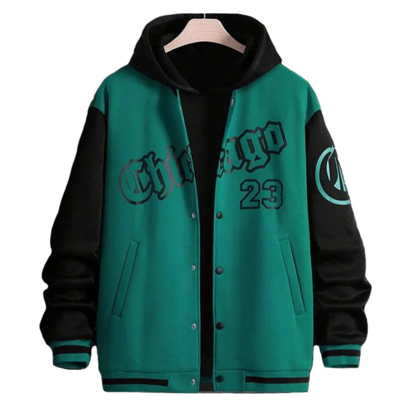 Jaqueta Masculina Manga Longa O-Gola, Carta Impressa Golf Wear, Jaqueta de Beisebol, Casacos Casuais, Primavera, Outono, S-XXL
