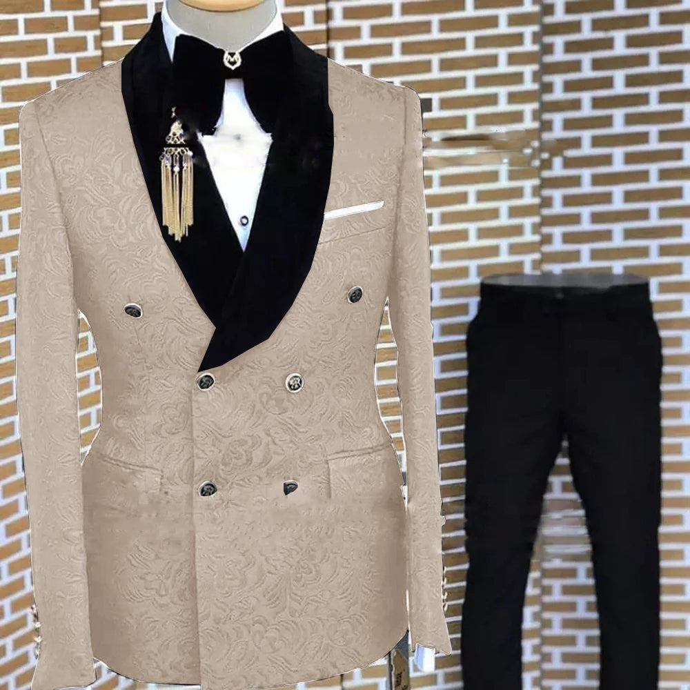 Terno floral formal masculino, smoking elegante, blazer bonito, jaqueta cinza, calça, festa de casamento, noivo, conjunto de 2 peças