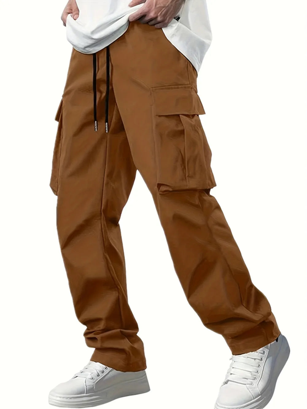 Calças de trabalho masculinas da nova coleção , calças casuais retas e folgadas para homens, estilo europeu e americano, calças de trabalho masculinas com bolsos.