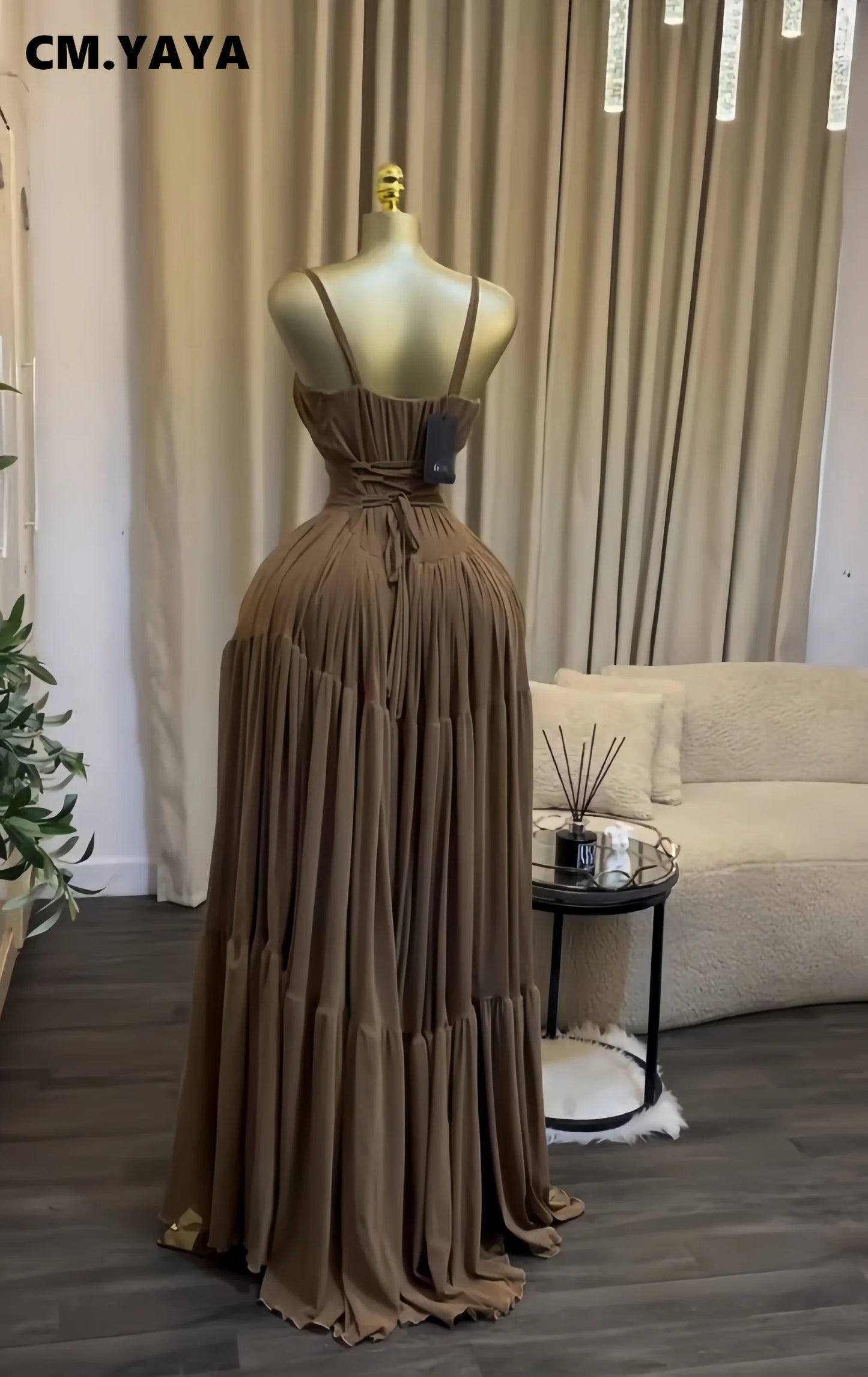 CM.YAYA 2026 Novo Vestido Longo Maxi Feminino Halter Sem Alças para Verão, Festa, Aniversário, Praia, Sexy, Férias