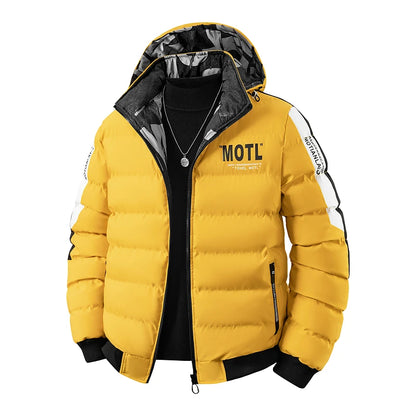 Jaqueta Puffer Masculina Grossa e Quente com Capuz, Casaco de Inverno Acolchoado Masculino, Parka Casual da Moda, Roupa Externa Acolchoada de Algodão, Casacos e Blusões