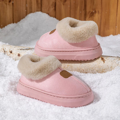 Inverno feminino chinelos internos quente sola grossa sola macia confortável ao ar livre antiderrapante botas de neve moda quarto casa sapatos