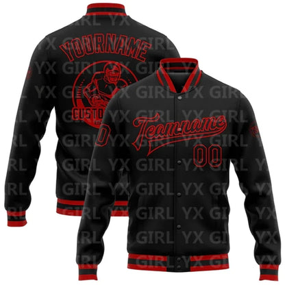 Jaqueta Varsity Personalizada Preta e Branca com Botões, Jaqueta de Baseball