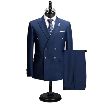 2025 ternos para homens novo estilo (blazer + calças) duplo breasted banquete de casamento/hosting/festa 2 peças blazer calças vestido