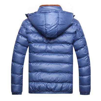 Jaqueta masculina casual de algodão, modelo parka, para outono e inverno, com capuz e acolchoamento, à prova de vento, ideal para viagens e atividades ao ar livre