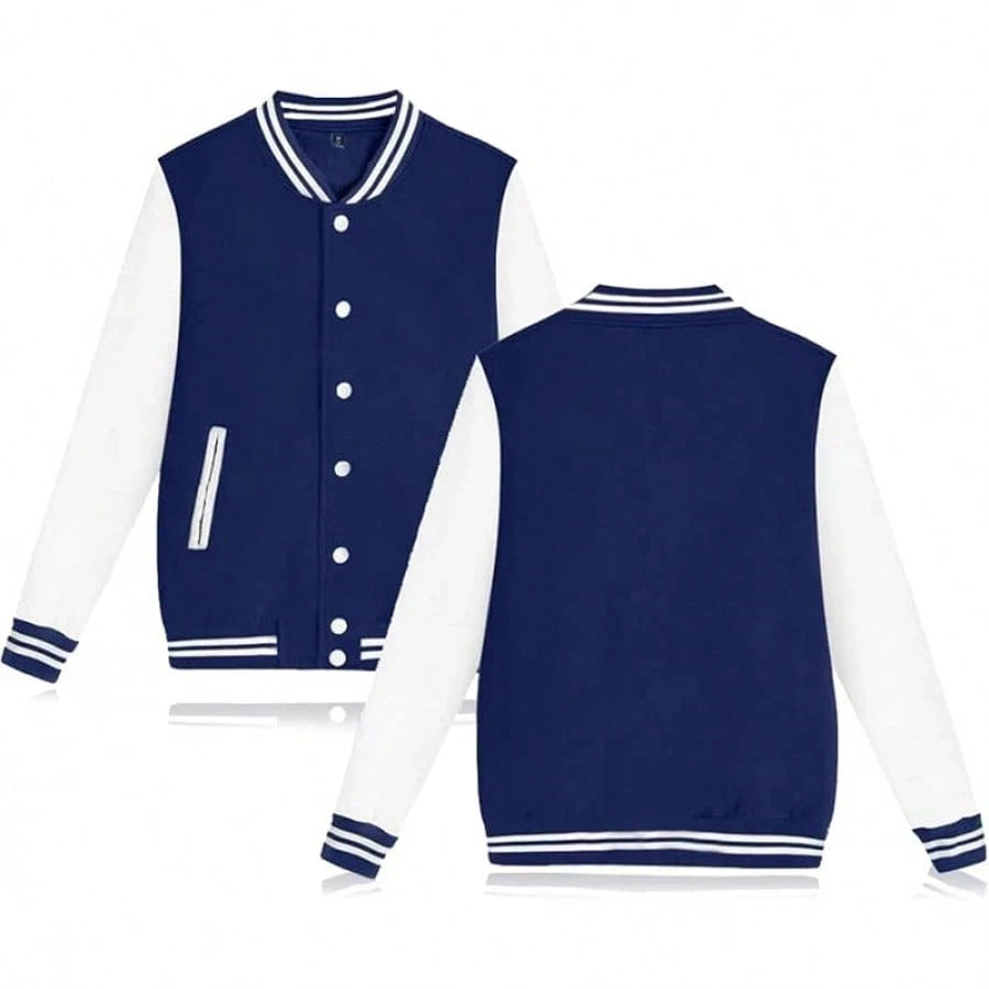 Jaqueta estilo universitário masculina casual primavera e outono moda botão estilo jaqueta de beisebol casaco versátil