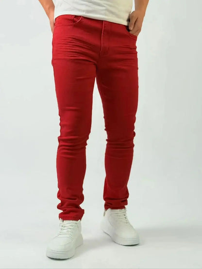 KING JEANS RED Men's Long Pants Bulletproof Business Office Style Simple And Versatile Suitable For Various Occasions