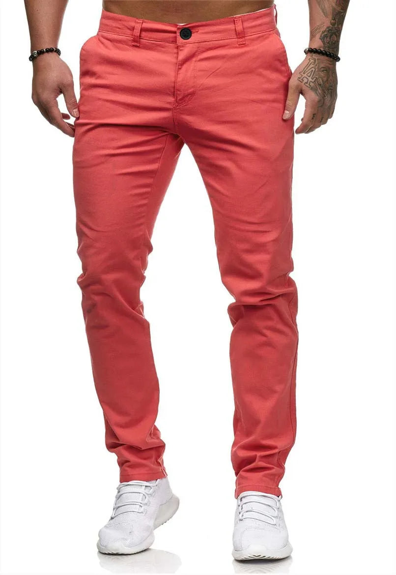 Men Slim Pants Autumn Male One Button Solid Color Straight Workwear Full Trousers BSD-8816