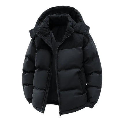 Casaco de Inverno Masculino KIDWHXR, Parka Acolchoada Quente com Capuz, Jaqueta Casual Solta com Bolso e Zíper, Manga Longa