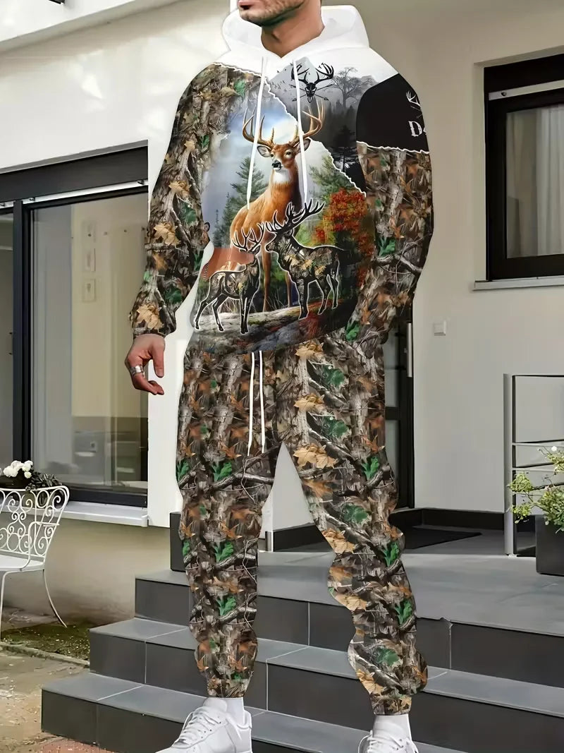 Camouflage Hunting Animal Hoodie Pants Suit 3D Print Men Women High Quality Jogging Tracksuit Outfits Men's Clothing 2Piece Sets