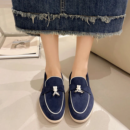 Apartamentos casuais femininos primavera outono nova sola grossa camurça antiderrapante mocassins mulher condução sapatos de plataforma caminhada