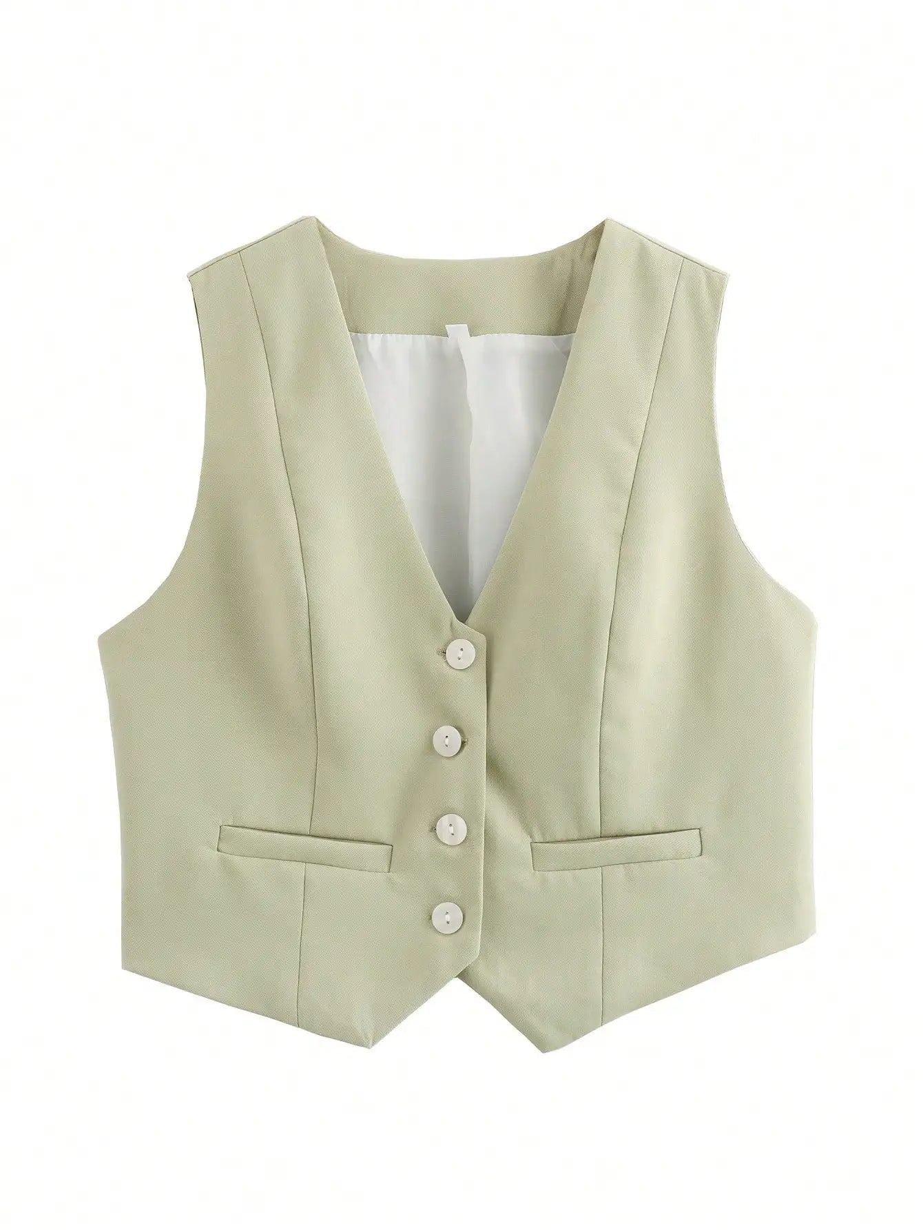 HH Moda Feminina Terno Sólido Colete Sem Mangas Colete Recortado Tops Coletes Primavera Verão Casual Senhora de Escritório Chic Tops
