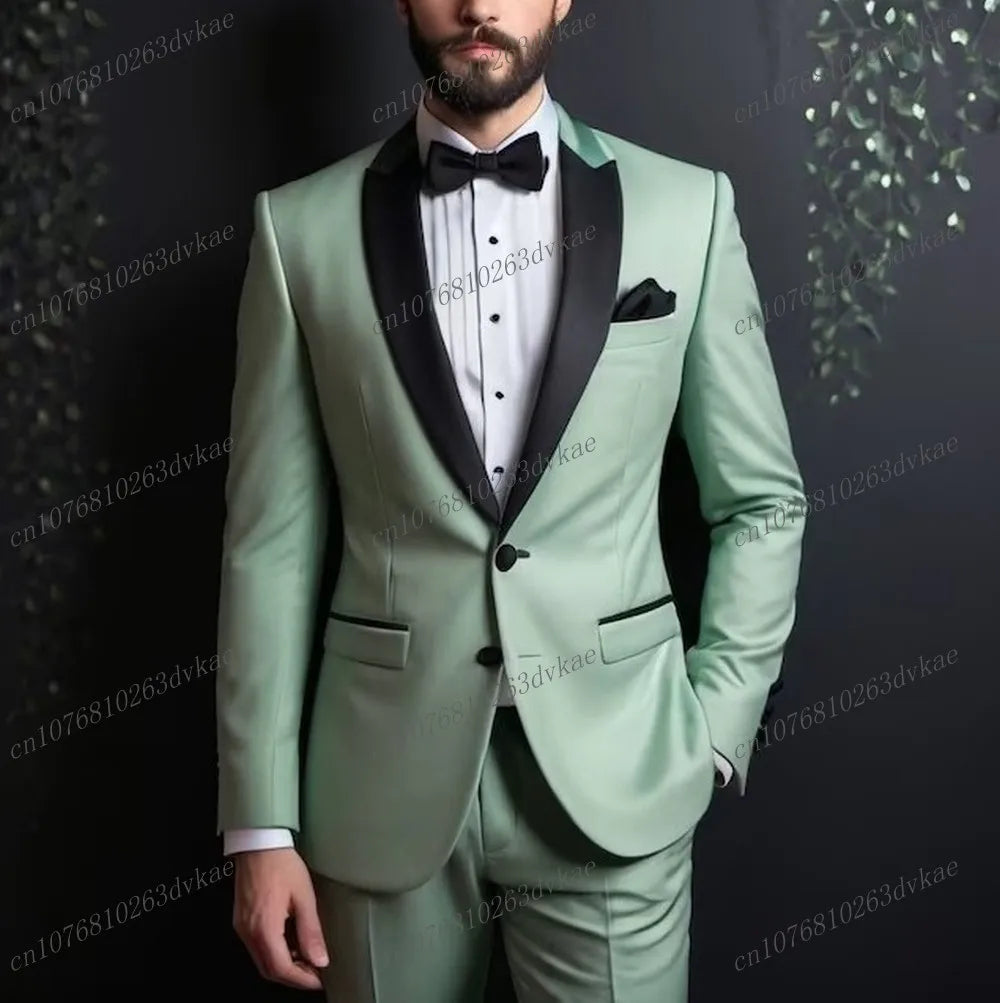 Novo Terno Masculino Branco e Preto para Casamento, Festa, Formatura, Noivo, Padrinho, Ocasiões Formais, Smoking Masculino, Conjunto de 2 Peças, Blazer e Calça