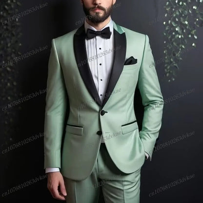 Novo Terno Masculino Branco e Preto para Casamento, Festa, Formatura, Noivo, Padrinho, Ocasiões Formais, Smoking Masculino, Conjunto de 2 Peças, Blazer e Calça