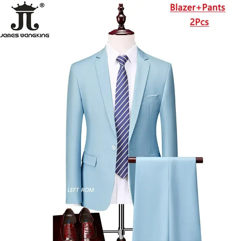 M-6XL 15 Cores (Jaqueta+Colete+Calças) Trajes Formais para Escritório Masculinos Vestido de Casamento para Noivos Vestido de Festa Terno de Cor Sólida