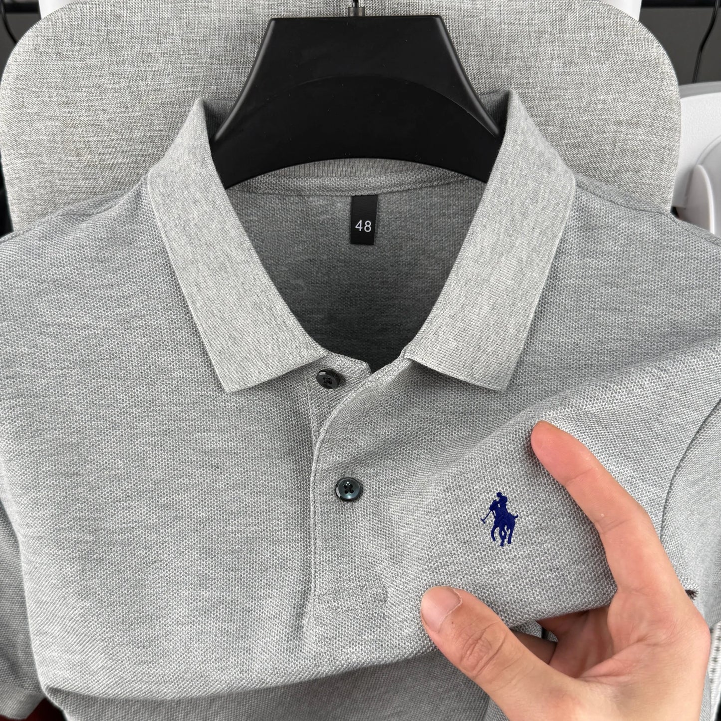Camisa Polo Masculina de Manga Curta 100% Algodão Puro de Marca de Luxo, Coleção Verão 2026, com Bordado de Pônei, Estilo Golfe e Casual