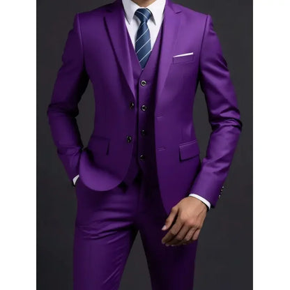 Terno (blazer + colete + calças) masculino elegante cavalheiro negócios estilo britânico cor sólida banquete anfitrião casual terno de casamento