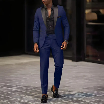 2-Piece Men's Suit Suitable For Wedding Business Suits, Single Button Jackets And Pants Sets, Slim Fit Jacket Sets