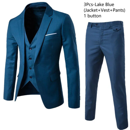 Ternos para homens elegante casamento 3 peças blazers outfit 2 conjunto jaquetas colete calças completo 2025 moda clássico negócios formal