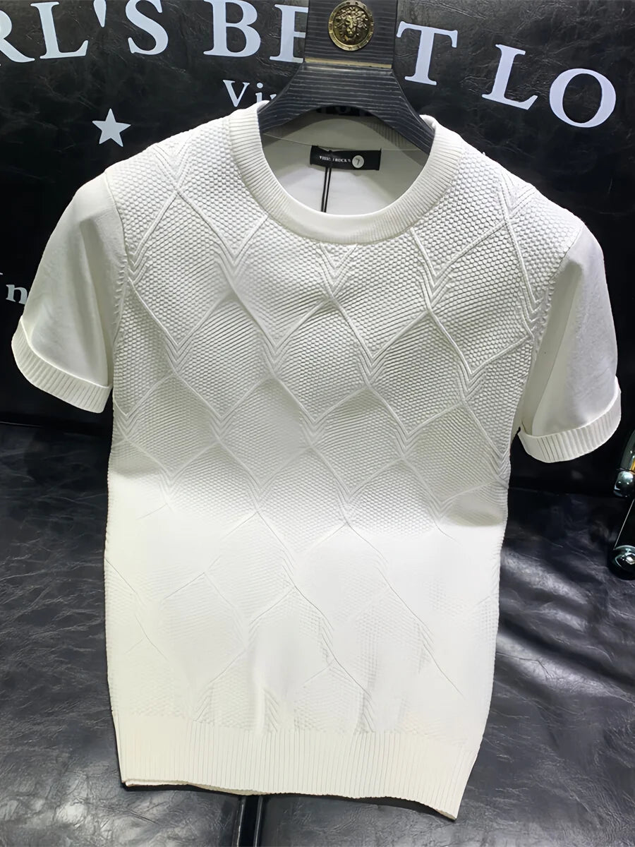 T-shirt de malha versátil, monocromática, manga curta, tops de negócios, roupas coreanas, tendência da moda, A96, novo verão, 2024
