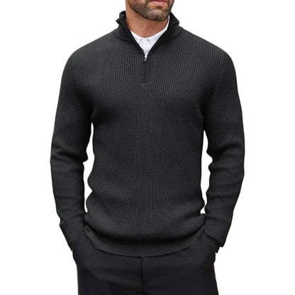 Outono masculino quarto zip pulôver vestido fino camisola mock pescoço suéteres casuais manga longa pullovers outerwear inverno quente topos