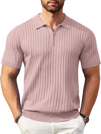 Camisa polo masculina casual de manga curta, luxo, moda verão, respirável, cor sólida, camisa de malha, camiseta masculina