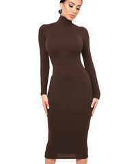 Inverno preto gola alta sexy vestido feminino outono manga longa magro midi boydcon casual azul pelúcia na altura do joelho festa