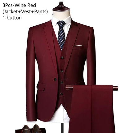 Ternos para homens elegante casamento 3 peças blazers outfit 2 conjunto jaquetas colete calças completo 2025 moda clássico negócios formal