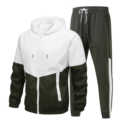 Spring and Autumn Men's Hooded Sports Leisure 2-piece Sets New Fashion Jacket and Pants Hip Hop Casual Running Sportswear Men