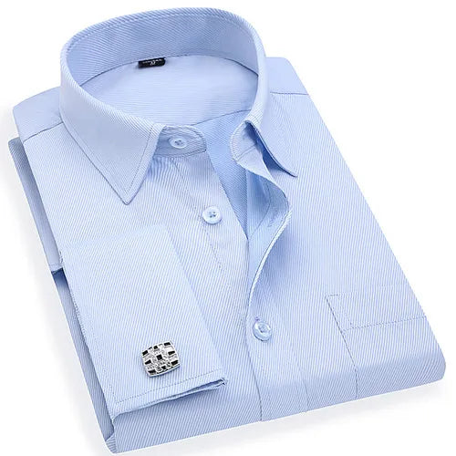 6xl oversized abotoaduras francesas camisa de manga longa para homens para trabalho negócios fino ajuste manga longa camisa masculina social formal