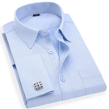 6xl oversized abotoaduras francesas camisa de manga longa para homens para trabalho negócios fino ajuste manga longa camisa masculina social formal