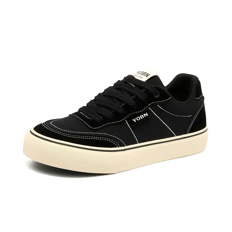 Tênis Masculino Casual Esportivo Retrô de Lona Respirável com Sola de Borracha e Costuras Coladas para Primavera/Outono