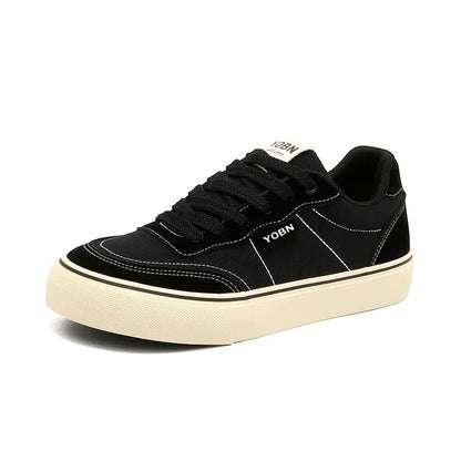 Tênis de skate masculino respirável em lona, estilo retrô, esportivo, casual, moderno, com sola plana de borracha com salto inferior a 1cm.