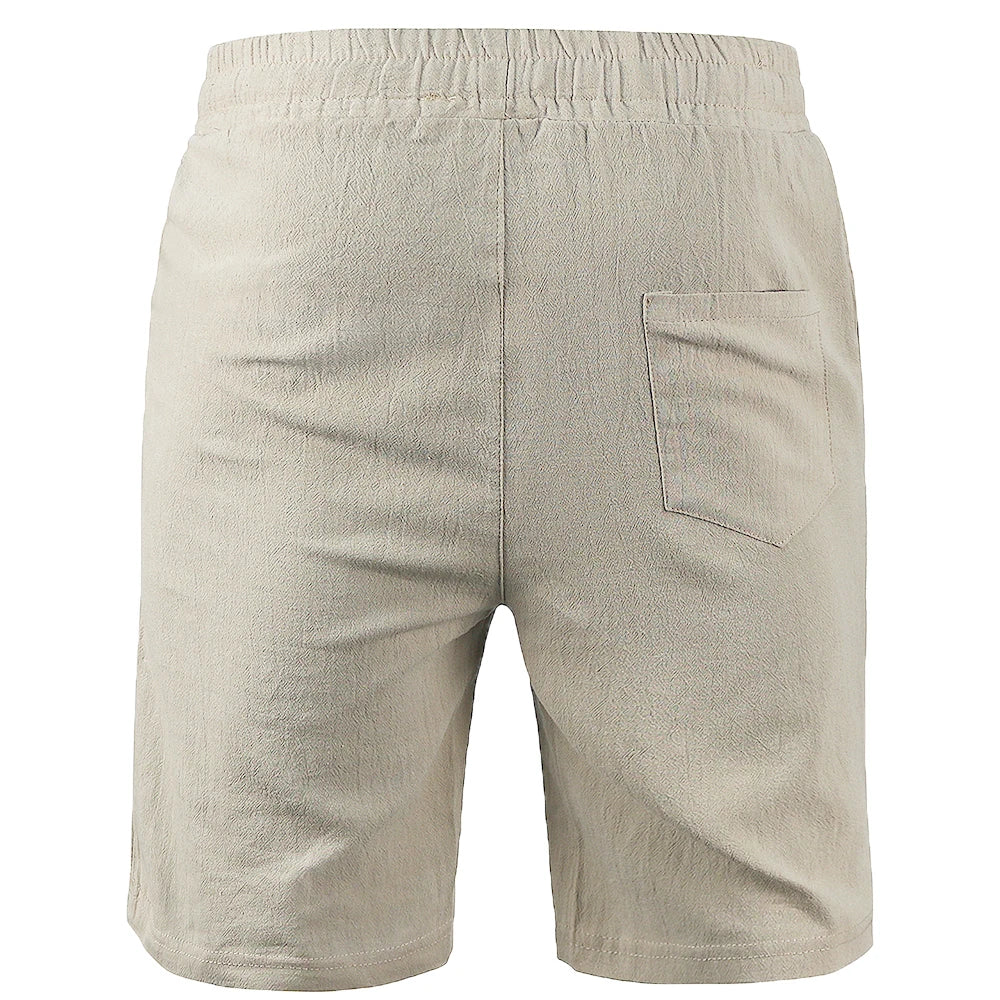 Calções de linho e algodão para homem, novos, respiráveis, de cor sólida, para o verão, ideais para fitness e uso urbano, tamanhos S-3XL
