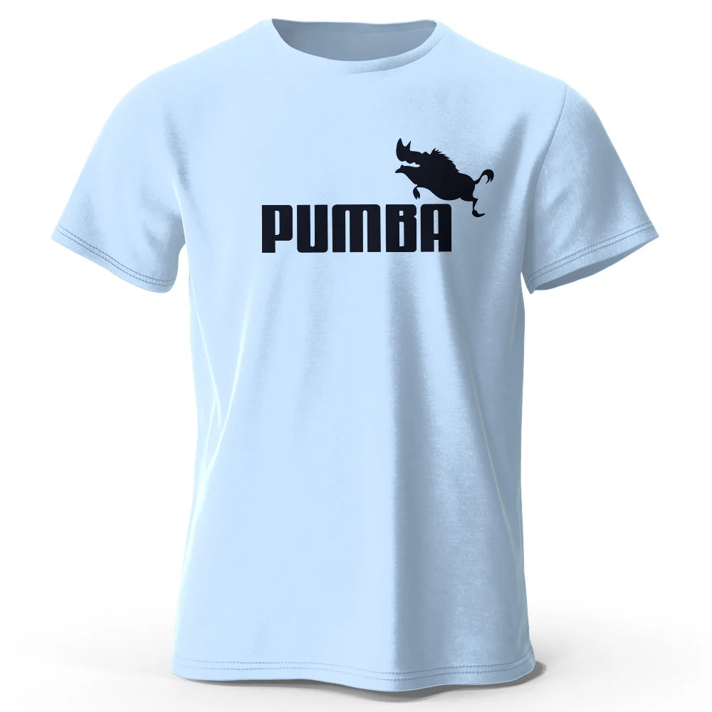 Camiseta masculina casual oversized com estampa divertida do Pumba, 100% algodão, tamanho grande, ideal para o verão.