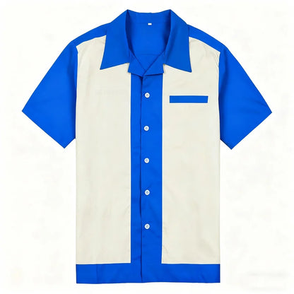 Camisa casual masculina de manga curta com lapela de boliche, camisa esportiva diária, roupas de clube confortáveis e respiráveis, entrega rápida