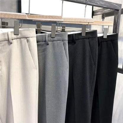 Calças Masculinas Casuais Estilo Japonês Verão 2022 Nova Tendência Marca Elegante com Caimento Fluido e Corte Reto Solto Comprimento 7/8