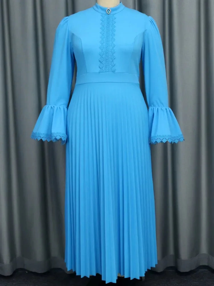 Plus Size African Party Dress For Women Autumn Winter New Fashion Dashiki Ankara Wedding Gowns Elegant Turkey Muslim Maxi Dress