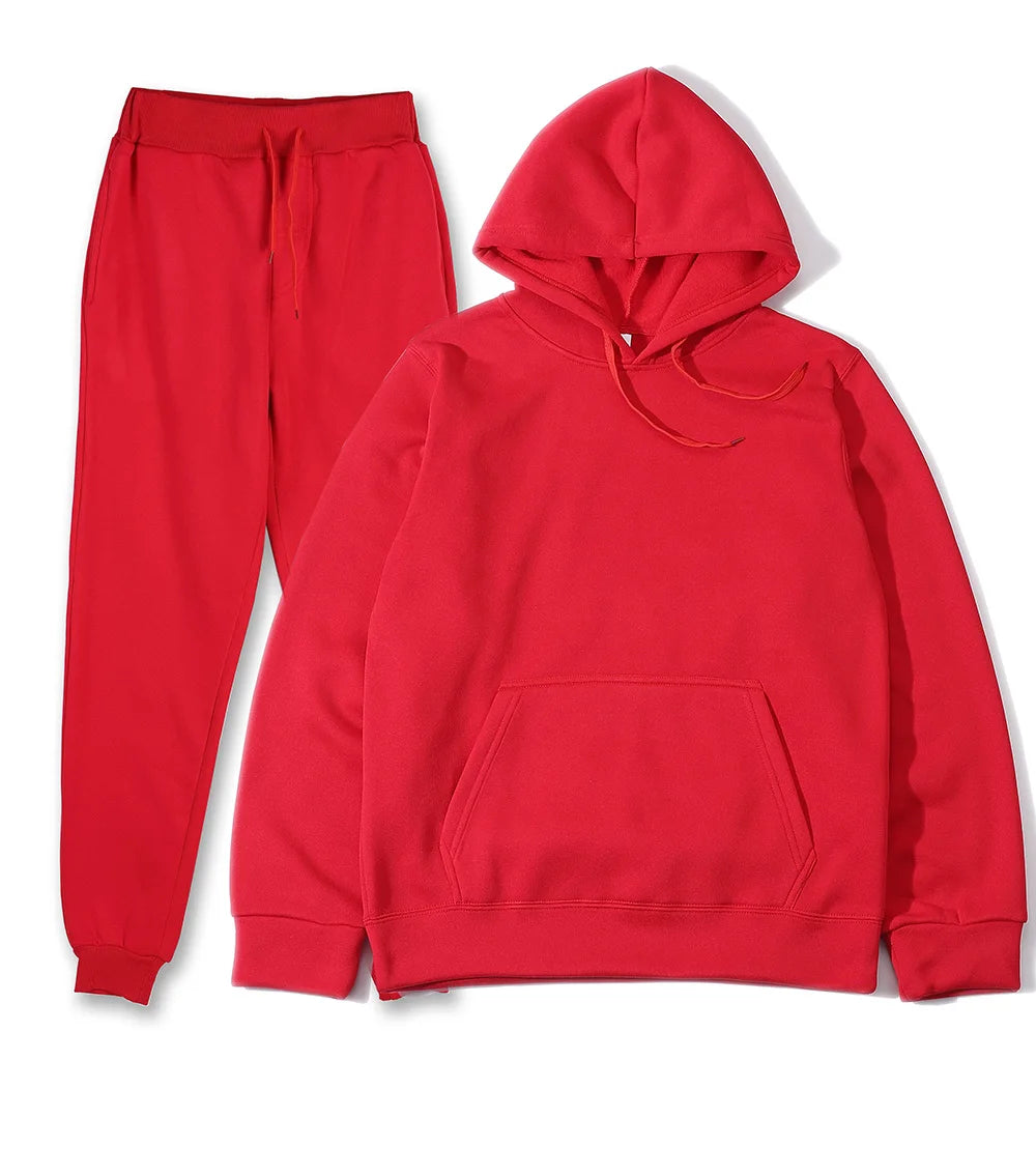 Men's Autumn and Winter New Solid Color Hoodie+pants Two-piece Set Fashionable Casual Sports Set Size S-3XL Men's Tracksuit