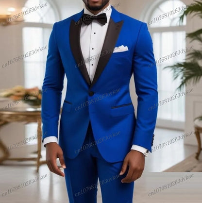 Novo Terno Masculino Branco e Preto para Casamento, Festa, Formatura, Noivo, Padrinho, Ocasiões Formais, Smoking Masculino, Conjunto de 2 Peças, Blazer e Calça