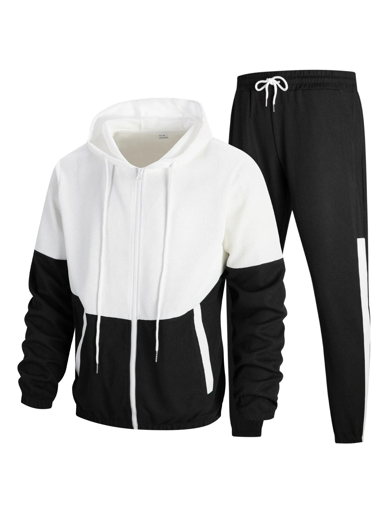 Men Sets Long Sleeve Coats Cardigan Zipper Outerwear Hooded Jackets Ankle Length Pants Loose Fit Two Pieces Spring Casual