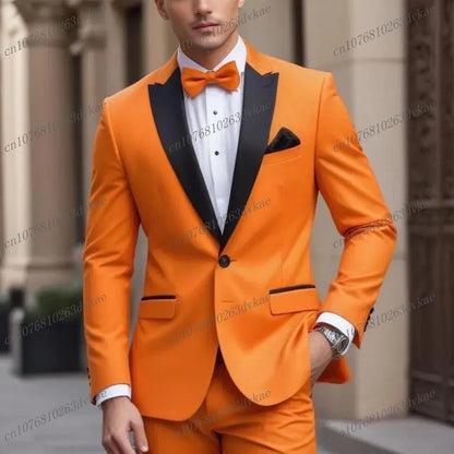 Novo Terno Masculino Branco e Preto para Casamento, Festa, Formatura, Noivo, Padrinho, Ocasiões Formais, Smoking Masculino, Conjunto de 2 Peças, Blazer e Calça
