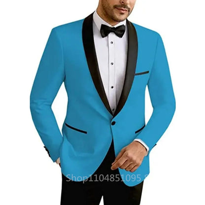 Casual sólido masculino blazer fino ajuste noivo terno de casamento jaqueta moda melhor homem jantar smoking casaco para negócios