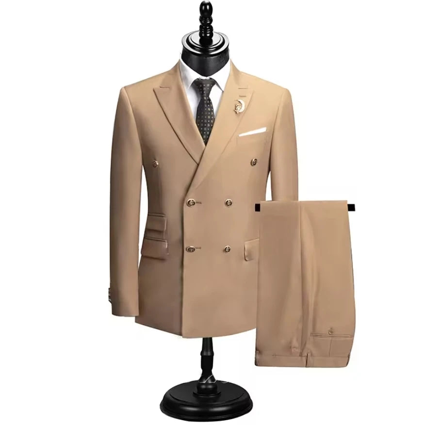 2025 ternos para homens novo estilo (blazer + calças) duplo breasted banquete de casamento/hosting/festa 2 peças blazer calças vestido