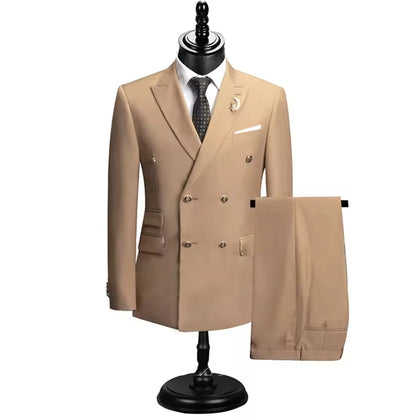 2025 ternos para homens novo estilo (blazer + calças) duplo breasted banquete de casamento/hosting/festa 2 peças blazer calças vestido