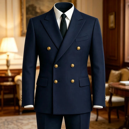 Terno de Casamento Transpassado Slim Fit para Baile de Formatura, Conjunto Formal de 2 Peças (Blazer e Calça) para Convidados, Noivos, Festas e Banquetes