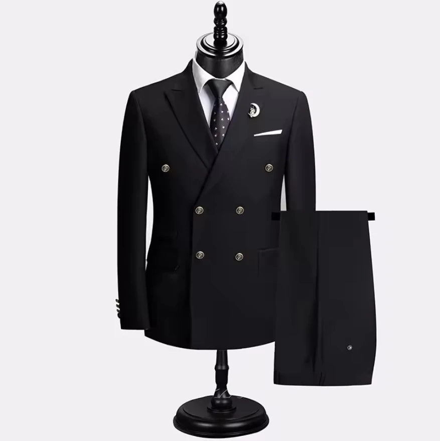 2025 ternos para homens novo estilo (blazer + calças) duplo breasted banquete de casamento/hosting/festa 2 peças blazer calças vestido