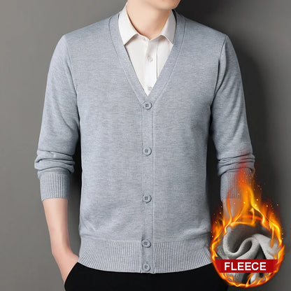 Roupas masculinas de outono, jaqueta cardigã de lã, suéter de malha, gola em v, cardigãs da moda, top quente masculino