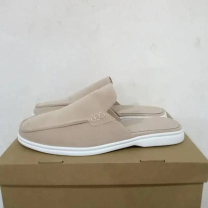 Mules de Camurça Masculinos, Sapatos Casuais Slip-on com Solado Plano, Chinelos Confortáveis para Homens
